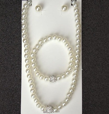 Accesorios de perlas, collar, pulsera y aretes